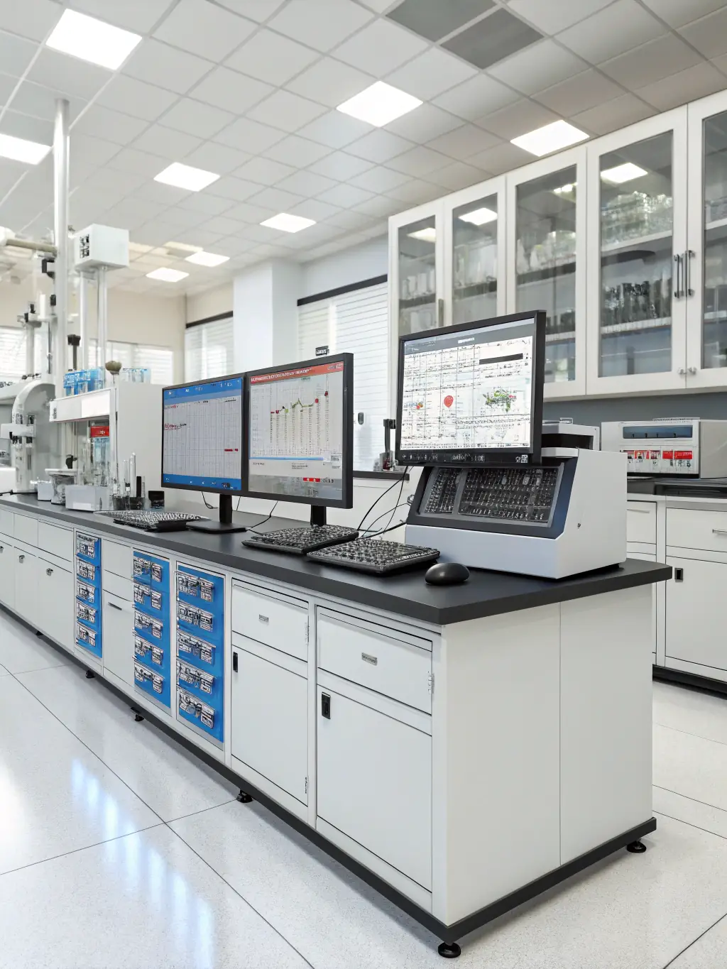 A laboratory with advanced equipment, showcasing expertise in constructing specialized healthcare facilities.