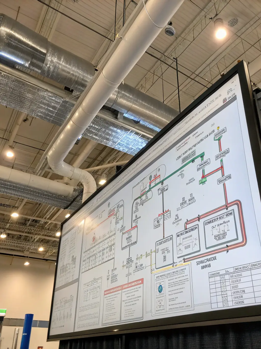 A detailed shot of MEP (Mechanical, Electrical, Plumbing) systems being installed in a healthcare facility, highlighting the complexity and precision involved. The image should convey technical expertise and reliability.